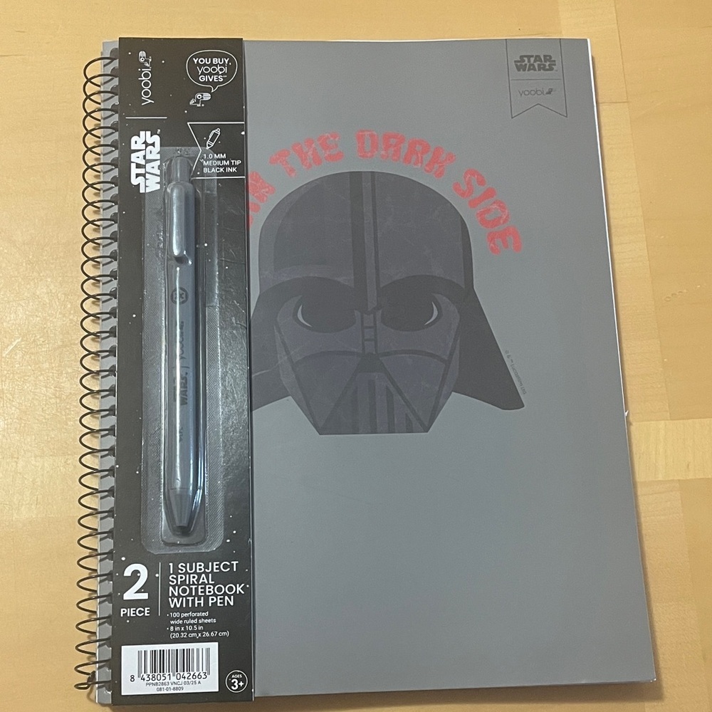 Star Wars Gray and Red Darth Vader Notebook with Pen